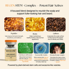 ReGlow bio-active serum bottle with plant exosomes for scalp nourishment