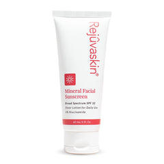 Rejuvaskin Mineral Facial Sunscreen SPF 32 on the face provides lightweight daily protection.
