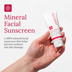 Rejuvaskin Mineral Facial Sunscreen SPF 32 applied to the neck for broad protection.