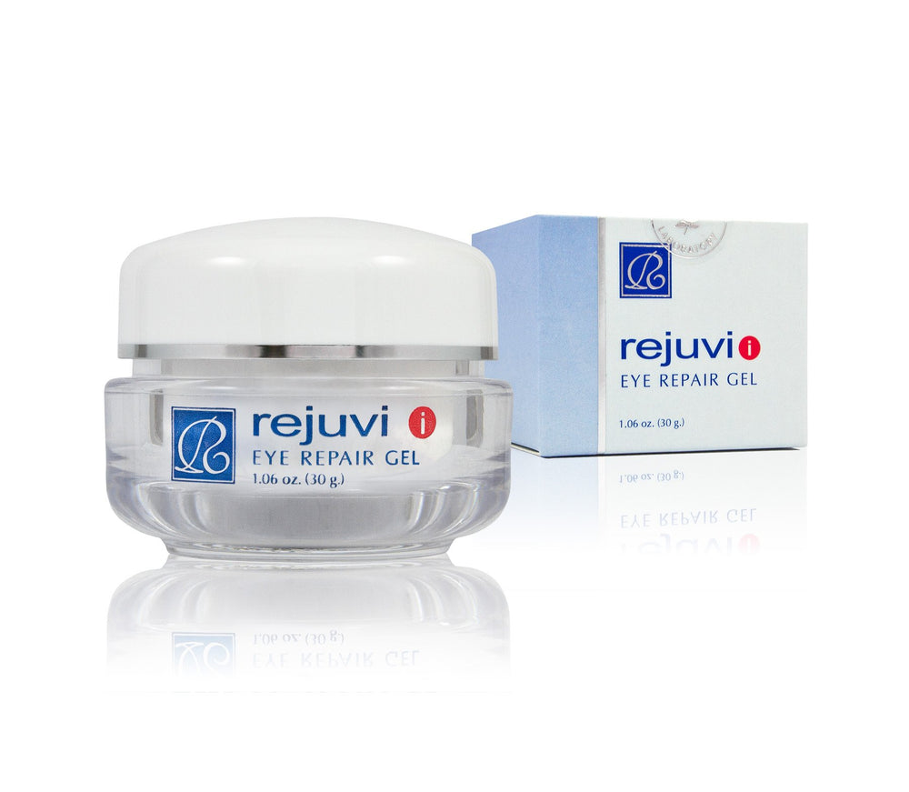 Rejuvi i Eye Repair Gel bottle, promotes hydration for the eye area.