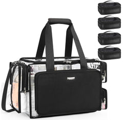 Relavel clear makeup bag with four pouches offers quick access to essentials.