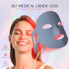 Reluien red light mask LED panel closeup shows dense diode array for effective treatment.