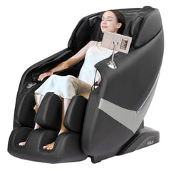 RELX 2026 full-body massage chair front view showing luxurious design and controls.