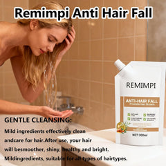 Remimpi Anti Hair Loss Shampoo scalp massage scene for daily care.