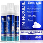 Remixidil Men’s 5% Minoxidil Foam bottle close-up for easy daily application and regrowth support