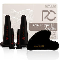 Rena Chris face cupping set in black enhances contours with gentle suction.