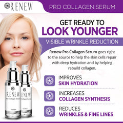 Morning and night routine layout with Renew Pro Collagen Serum included.