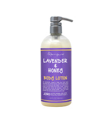 RENPURE Lavender and Honey Body Lotion bottle showing a hydrating formula for daily nourishment.