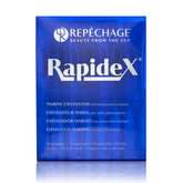 Repechage Rapidex Marine Exfoliator bottle on sink for gentle at-home pore cleansing.