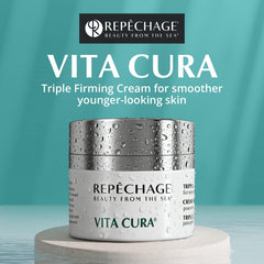 Repechage Vita Cura Triple Firming Cream pump-dispense demonstrates easy, controlled application.