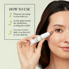 Close-up of Replenix eye cream bottle for premium skincare routine