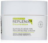 Replenix Glycolic 10% Resurfacing Cream bottle shows hydrating formula for daily use