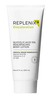 Replenix Glycolic Acid 15% bottle with pump enables easy daily use.