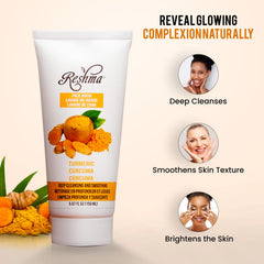 Reshma Beauty Turmeric Face Wash creamy lather on damp skin enables cleansing.