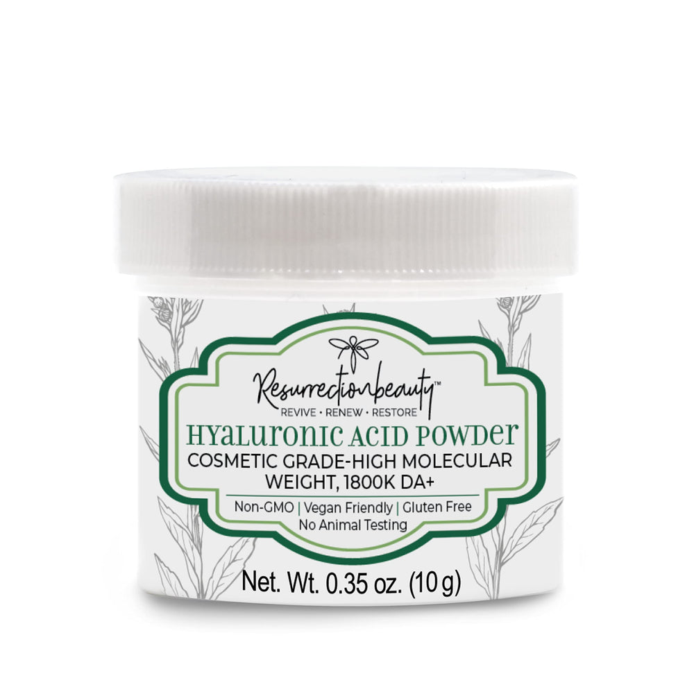RESURRECTIONbeauty Pure Hyaluronic Acid Powder jar for DIY serums and hydration