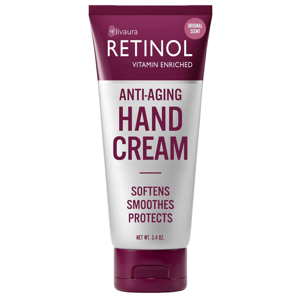 Retinol Hand Cream bottle closeup showing anti-aging benefits for smoother hands.