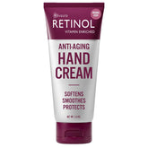 Retinol Hand Cream bottle closeup showing anti-aging benefits for smoother hands.