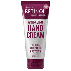 Retinol Hand Cream bottle closeup showing anti-aging benefits for smoother hands.