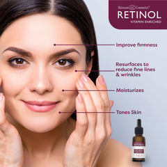 LIVAURA Retinol serum texture close-up reveals rich formula improving elasticity.