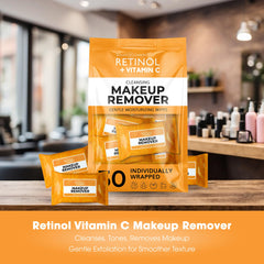 Retinol LIVAURA single-wipe sachet enables mess-free makeup removal when traveling.