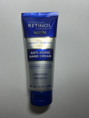 Retinol Men anti-aging hand cream jar for smoother, younger-looking hands.