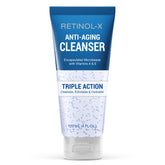 RETINOL-X Anti-Aging Gel Cleanser bottle front showing sleek packaging for daily use.