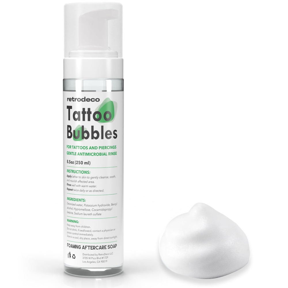 RetroDeco Tattoo Bubbles bottle pour for gentle aftercare