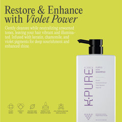 Rev320 Purple Rain bottle side highlights keratin-enriched care for damaged hair