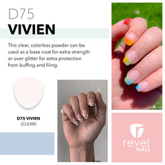 Revel Nail Clear Dip Powder brushing for a strong, natural-looking manicure.