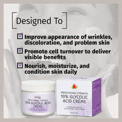 Label closeup of Reviva Labs Glycolic Acid Creme with usage notes.