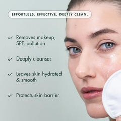 RéVive Melting Face Cleanser makeup removal close-up showing gentle cleansing.