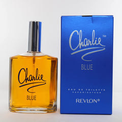 REVLON Charlie Blue fragrance atomizer close-up for precision