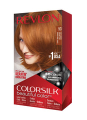 REVLON Colorsilk 53 Light Auburn box for at-home gray coverage.