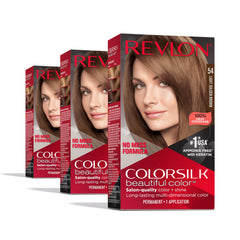 REVLON Colorsilk Beautiful Color pack for 54 Light Golden Brown, easy at-home color with gray coverage