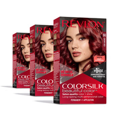REVLON Colorsilk Cherry Red color kit pack3 delivers vibrant, long-lasting at-home color with gray coverage