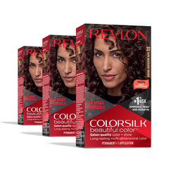 REVLON Colorsilk Dark Mahogany Brown bottle pour shows mess-free at-home color application and rich shine