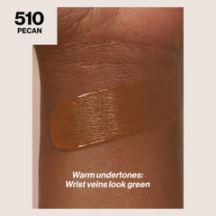 REVLON ColorStay swatches in 510 Pecan for buildable coverage.