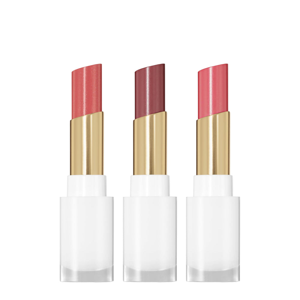 REVLON Glass Shine Balm Honey Shine swatch on lips showing sheer color and moisture