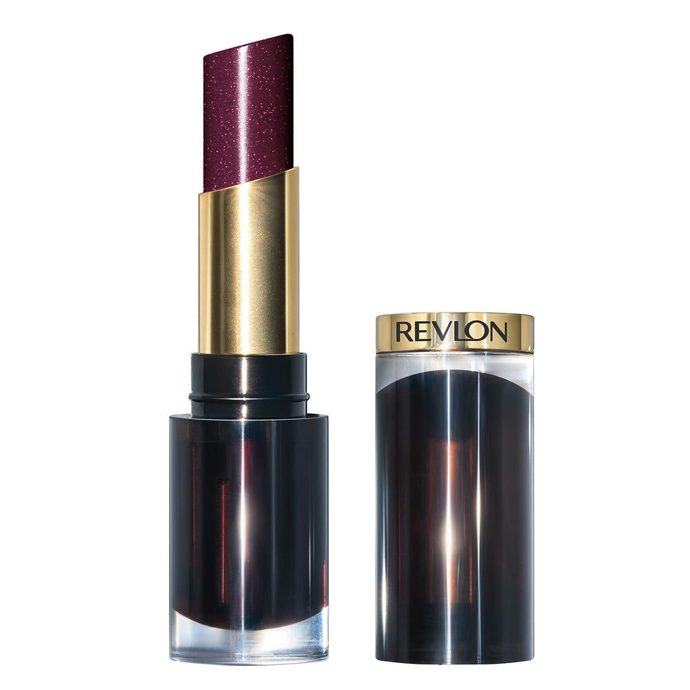 REVLON Lipstick 012 Black Cherry delivers glass-like shine with hydrating comfort for daily wear.