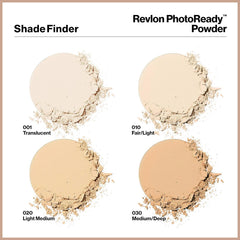 Revlon PhotoReady Powder Light Medium dispensed with brush for quick touch-ups.