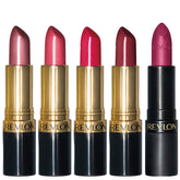 REVLON Super Lustrous lip kit packaging shows five shade lineup for versatile looks.