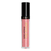 Revlon Super Lustrous Lip Gloss Rose Quartz swatch showing vibrant color and shine