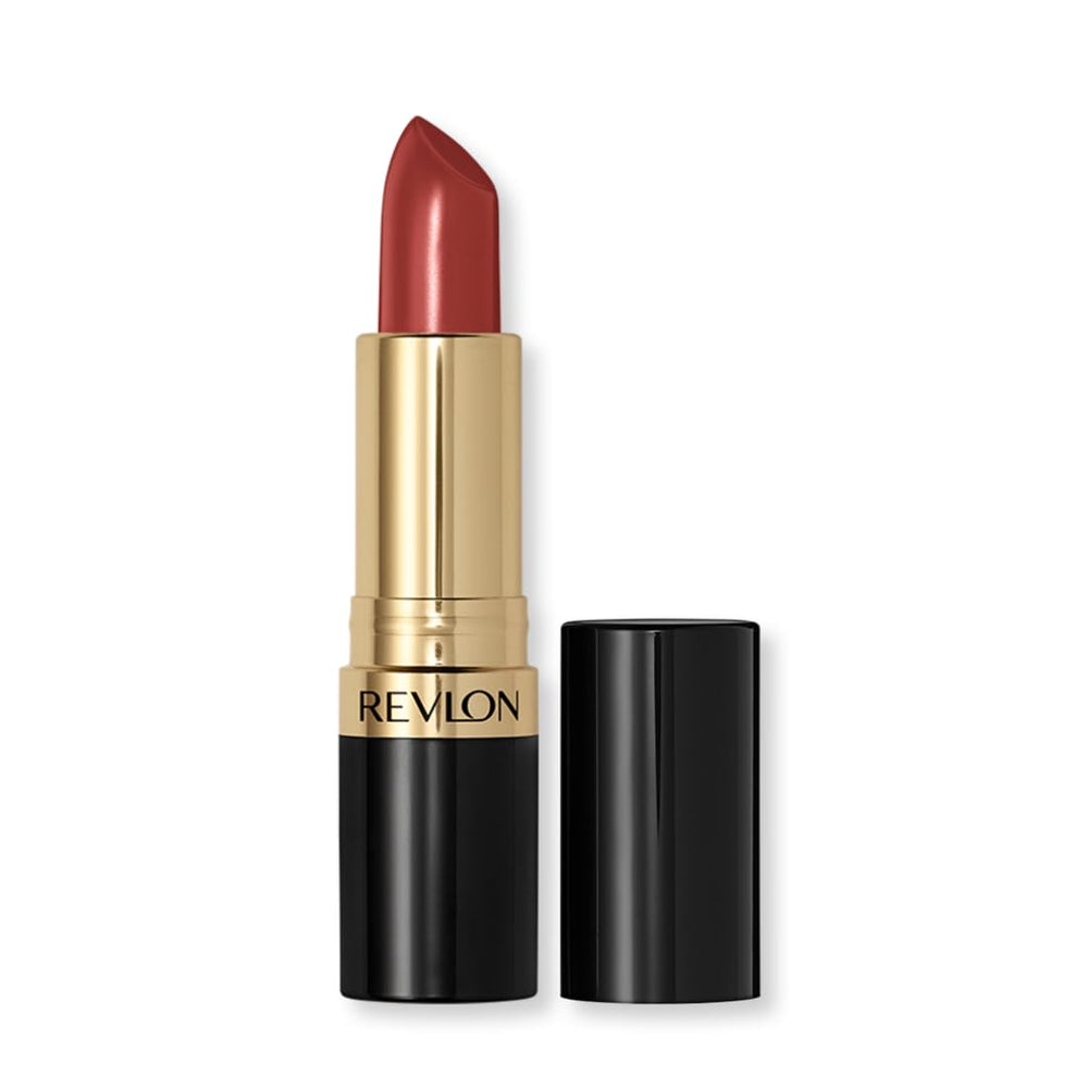 Revlon Super Lustrous Lipstick cream formula close-up shows rich color and smooth wear.
