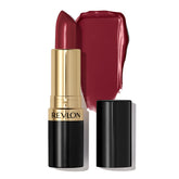 Revlon Super Lustrous Lipstick Raisin Rage bullet close-up showing rich color payoff for daily wear.