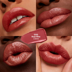 Swatch on lips shows fuller look and smooth texture.