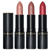 REVLON Super Lustrous three-piece lip kit packaging showing a versatile matte set for chic looks