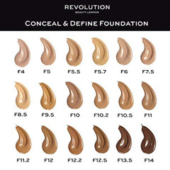 Revolution Beauty London Conceal & Define doe-foot applicator applying creamy foundation for seamless coverage