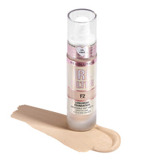 Lux glass bottle with built-in pump from Revolution, offering premium packaging and control.