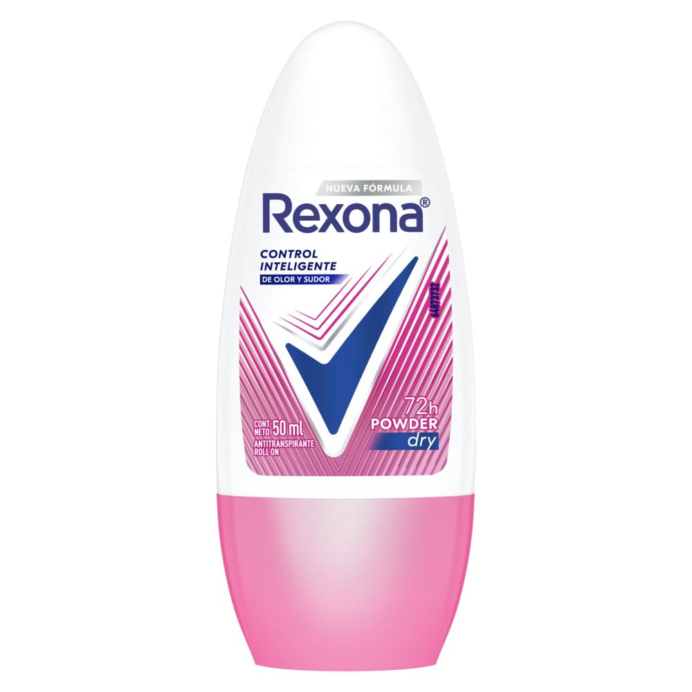 Rexona powder roll-on 50 ml packaging highlighting portability and daily freshness.