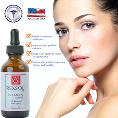 REXSOL Collagen Serum bottle pump enabling quick, even application